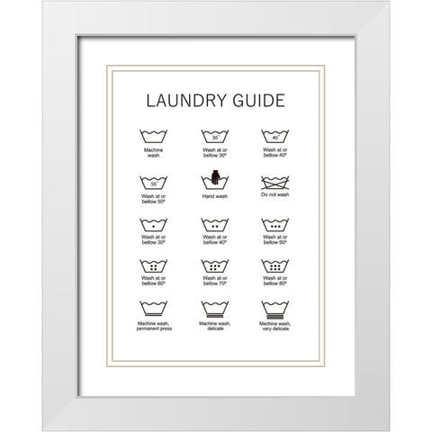 Laundry Guide White Modern Wood Framed Art Print with Double Matting by Mi, Suki