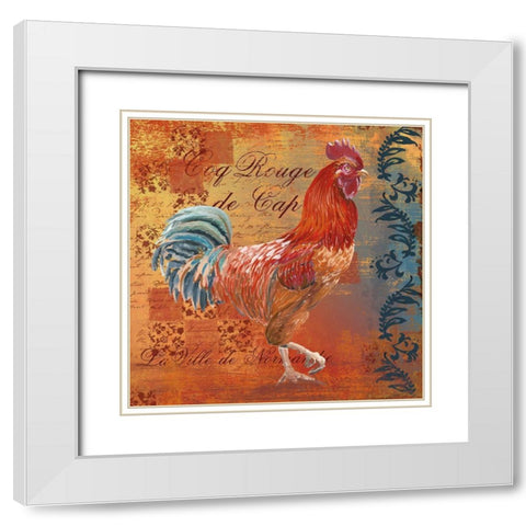 Coq Motifs IV White Modern Wood Framed Art Print with Double Matting by Art Licensing Studio