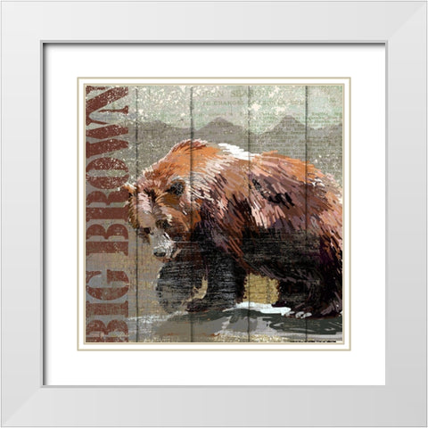 Open Season Bear White Modern Wood Framed Art Print with Double Matting by Art Licensing Studio