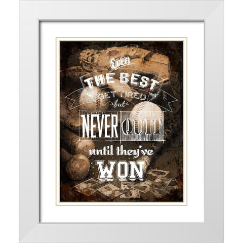 Never Quit White Modern Wood Framed Art Print with Double Matting by Art Licensing Studio