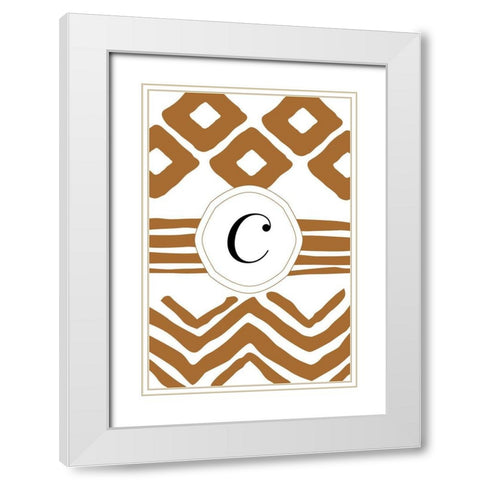 Initials Pattern C White Modern Wood Framed Art Print with Double Matting by Art Licensing Studio