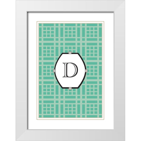 Initials Pattern D White Modern Wood Framed Art Print with Double Matting by Art Licensing Studio