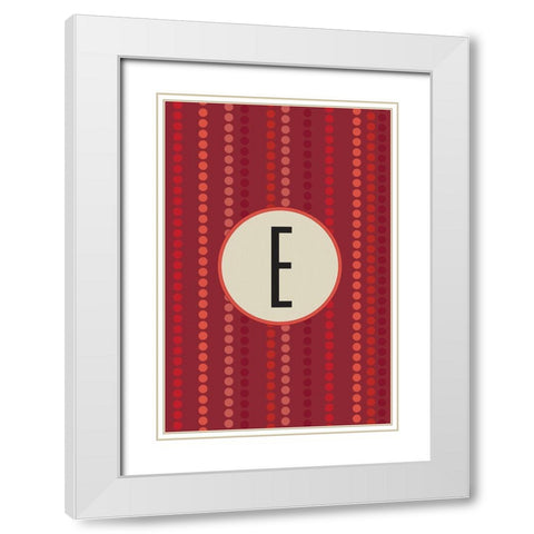 Initials Pattern E White Modern Wood Framed Art Print with Double Matting by Art Licensing Studio