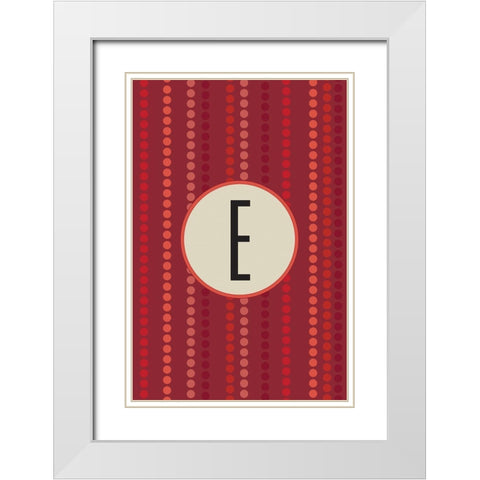 Initials Pattern E White Modern Wood Framed Art Print with Double Matting by Art Licensing Studio