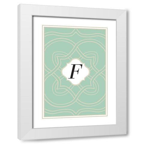 Initials Pattern F White Modern Wood Framed Art Print with Double Matting by Art Licensing Studio