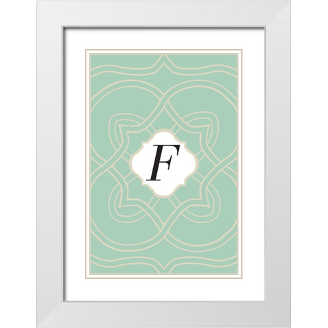 Initials Pattern F White Modern Wood Framed Art Print with Double Matting by Art Licensing Studio
