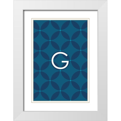 Initials Pattern G White Modern Wood Framed Art Print with Double Matting by Art Licensing Studio
