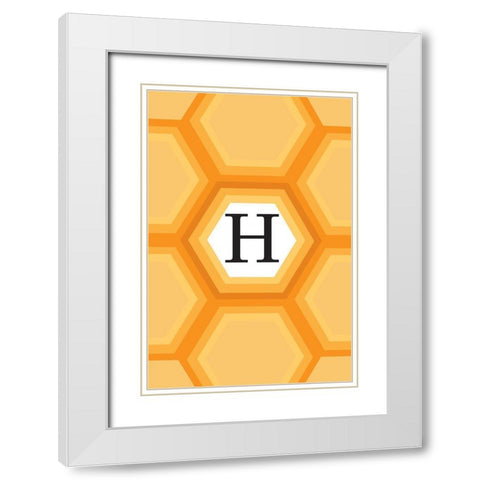 Initials Pattern H White Modern Wood Framed Art Print with Double Matting by Art Licensing Studio