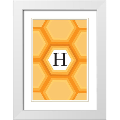 Initials Pattern H White Modern Wood Framed Art Print with Double Matting by Art Licensing Studio