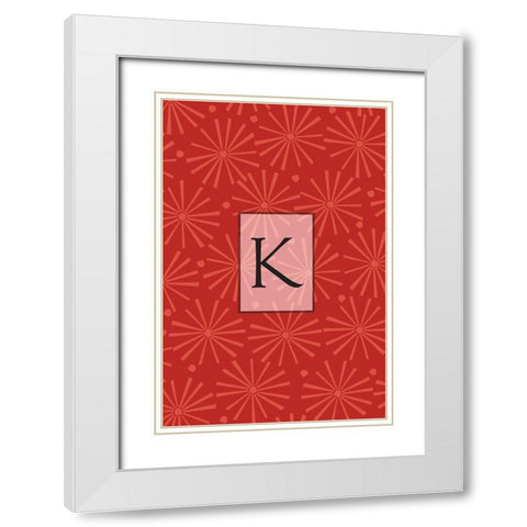 Initials Pattern K White Modern Wood Framed Art Print with Double Matting by Art Licensing Studio