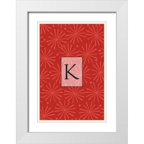 Initials Pattern K White Modern Wood Framed Art Print with Double Matting by Art Licensing Studio