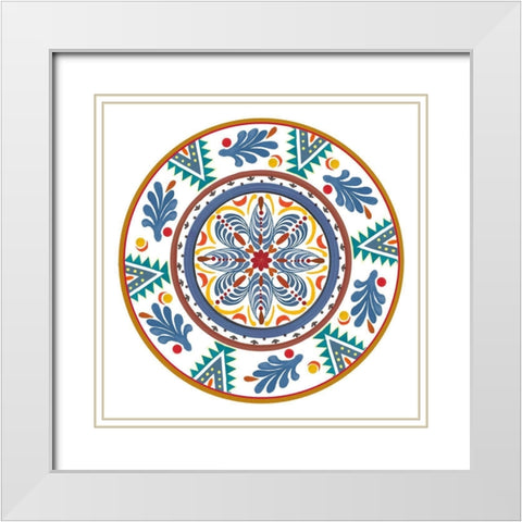 Talavera de Moda IV White Modern Wood Framed Art Print with Double Matting by Art Licensing Studio
