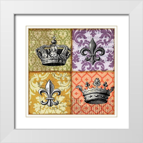Crown and Fleur White Modern Wood Framed Art Print with Double Matting by Art Licensing Studio