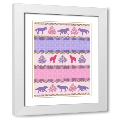 Roving Wolf Pattern White Modern Wood Framed Art Print with Double Matting by Art Licensing Studio