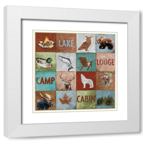 North Woods Squares White Modern Wood Framed Art Print with Double Matting by Art Licensing Studio