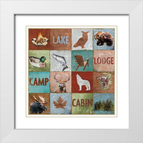 North Woods Squares White Modern Wood Framed Art Print with Double Matting by Art Licensing Studio