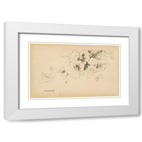 Pansies White Modern Wood Framed Art Print with Double Matting by Art Licensing Studio