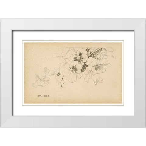 Pansies White Modern Wood Framed Art Print with Double Matting by Art Licensing Studio