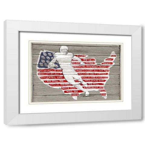 USA Flag and Runningback White Modern Wood Framed Art Print with Double Matting by Art Licensing Studio