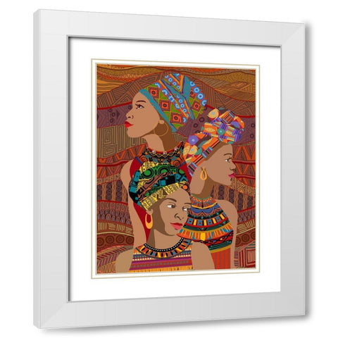 3 Women Portrait White Modern Wood Framed Art Print with Double Matting by Art Licensing Studio