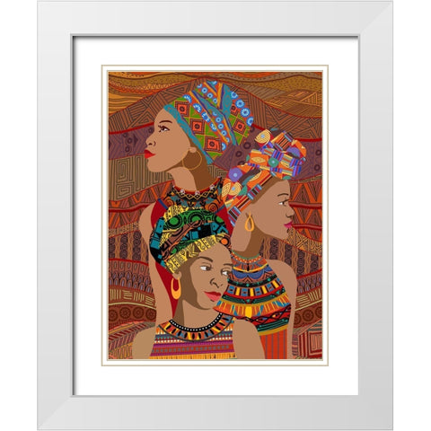 3 Women Portrait White Modern Wood Framed Art Print with Double Matting by Art Licensing Studio