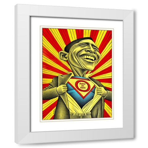 Will Obama Change The World White Modern Wood Framed Art Print with Double Matting by Heine, Ben