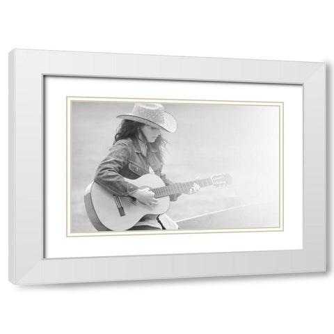Guitar White Modern Wood Framed Art Print with Double Matting by Heine, Ben