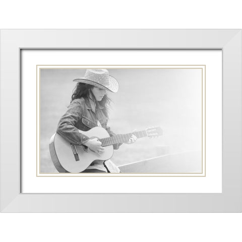 Guitar White Modern Wood Framed Art Print with Double Matting by Heine, Ben