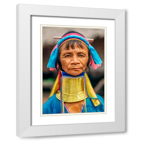 Kayan Long Neck Woman - North Thailand Ethnic Minorities White Modern Wood Framed Art Print with Double Matting by Heine, Ben