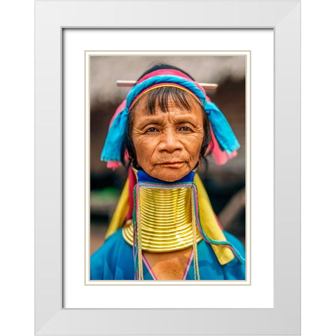 Kayan Long Neck Woman - North Thailand Ethnic Minorities White Modern Wood Framed Art Print with Double Matting by Heine, Ben