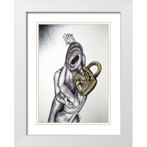 The Kiss White Modern Wood Framed Art Print with Double Matting by Heine, Ben