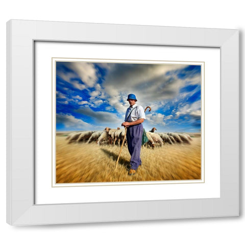 The Shephards Call White Modern Wood Framed Art Print with Double Matting by Heine, Ben