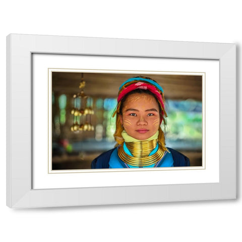 Young Padaung Woman Thailand - 5 White Modern Wood Framed Art Print with Double Matting by Heine, Ben