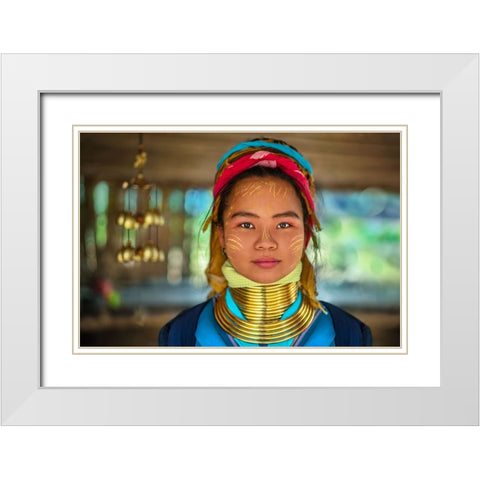 Young Padaung Woman Thailand - 5 White Modern Wood Framed Art Print with Double Matting by Heine, Ben