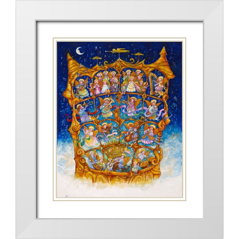 And The Angels Sing White Modern Wood Framed Art Print with Double Matting by Bell, Bill