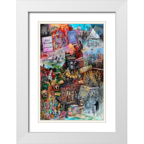 Dickens White Modern Wood Framed Art Print with Double Matting by Bell, Bill