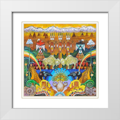 Monument Valley White Modern Wood Framed Art Print with Double Matting by Bell, Bill