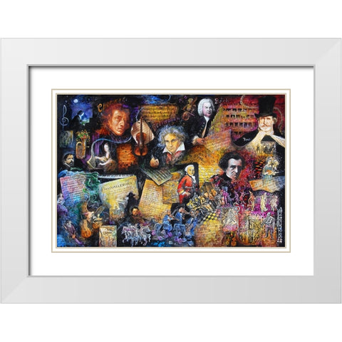 Art of Music White Modern Wood Framed Art Print with Double Matting by Bell, Bill