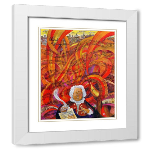 Bach White Modern Wood Framed Art Print with Double Matting by Bell, Bill