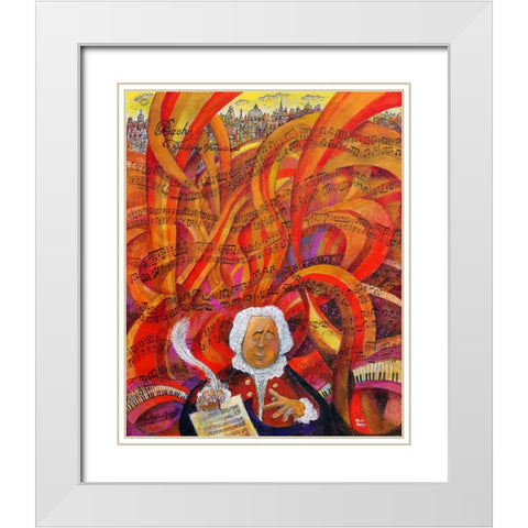 Bach White Modern Wood Framed Art Print with Double Matting by Bell, Bill