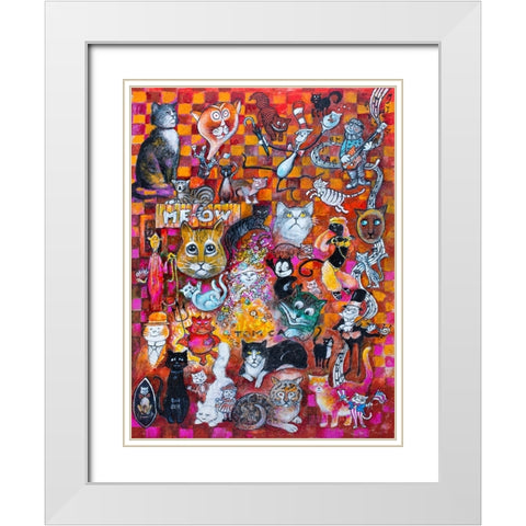 A Collection of Cats White Modern Wood Framed Art Print with Double Matting by Bell, Bill