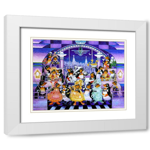 Penguin Penthouse White Modern Wood Framed Art Print with Double Matting by Bell, Bill