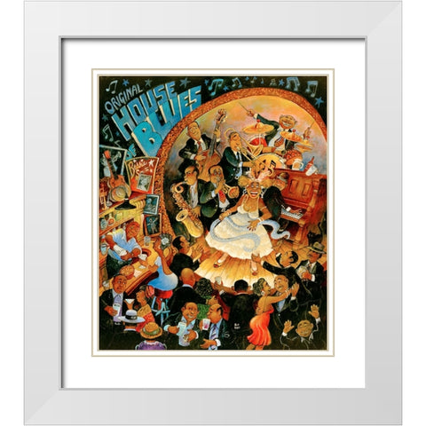 Original House of Blues White Modern Wood Framed Art Print with Double Matting by Bell, Bill