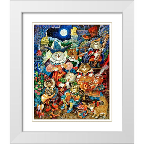 Moon Light Serenade White Modern Wood Framed Art Print with Double Matting by Bell, Bill