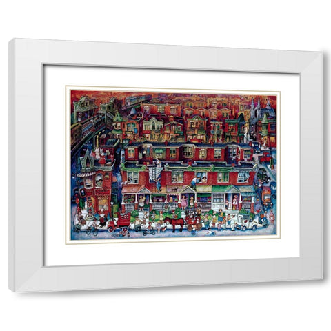 Neighborhood White Modern Wood Framed Art Print with Double Matting by Bell, Bill