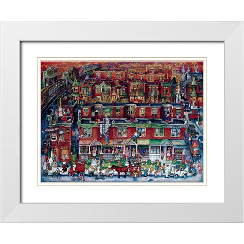 Neighborhood White Modern Wood Framed Art Print with Double Matting by Bell, Bill