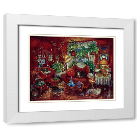 Red Room White Modern Wood Framed Art Print with Double Matting by Bell, Bill