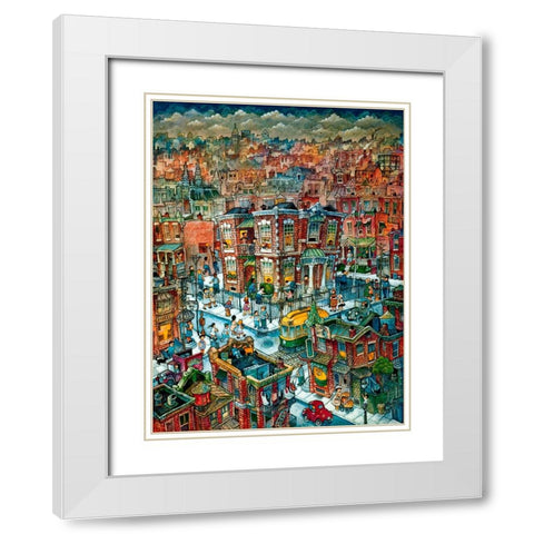School S B Huey White Modern Wood Framed Art Print with Double Matting by Bell, Bill