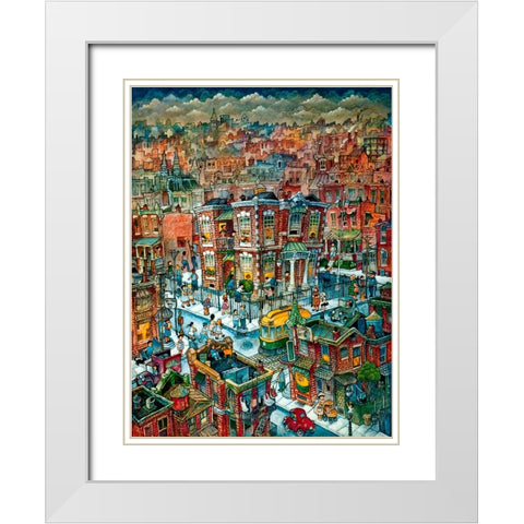 School S B Huey White Modern Wood Framed Art Print with Double Matting by Bell, Bill