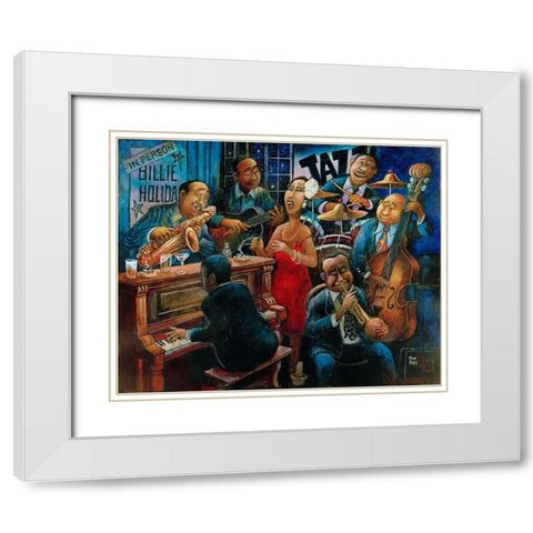 Lady in Red White Modern Wood Framed Art Print with Double Matting by Bell, Bill